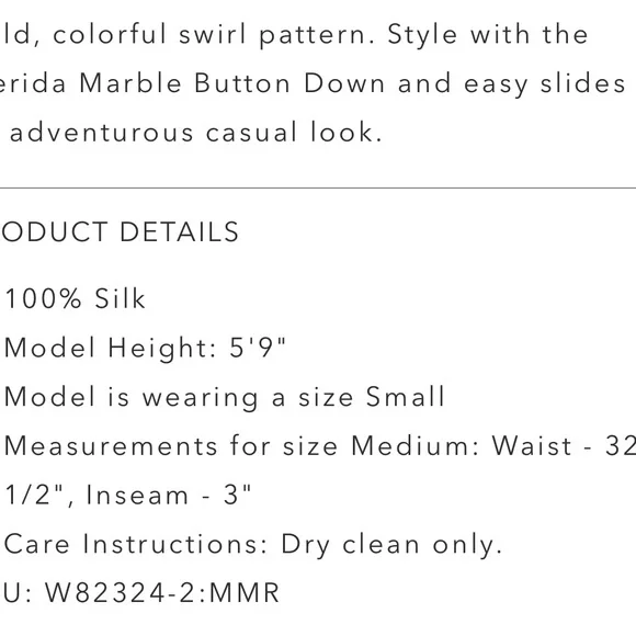 Johnny Was Merida marble silk short size medium. Fully lined with silk. Pockets